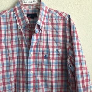 Johnnie O button down long sleeve plaid shirt L